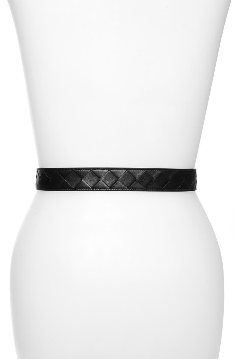 Bottega Veneta Intrecciato Leather Belt, Alternate, color, 