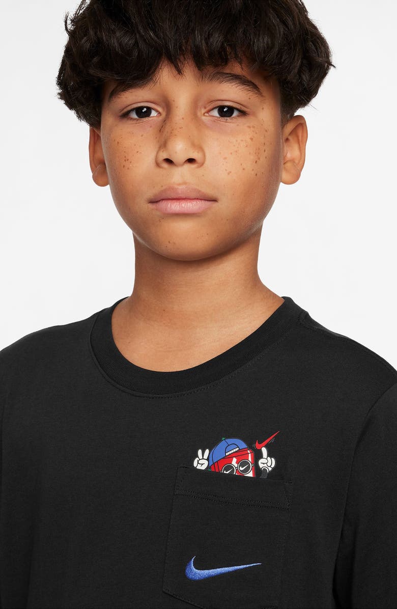Nike Kids' Boxy Pocket Graphic T-Shirt, Alternate, color, Black