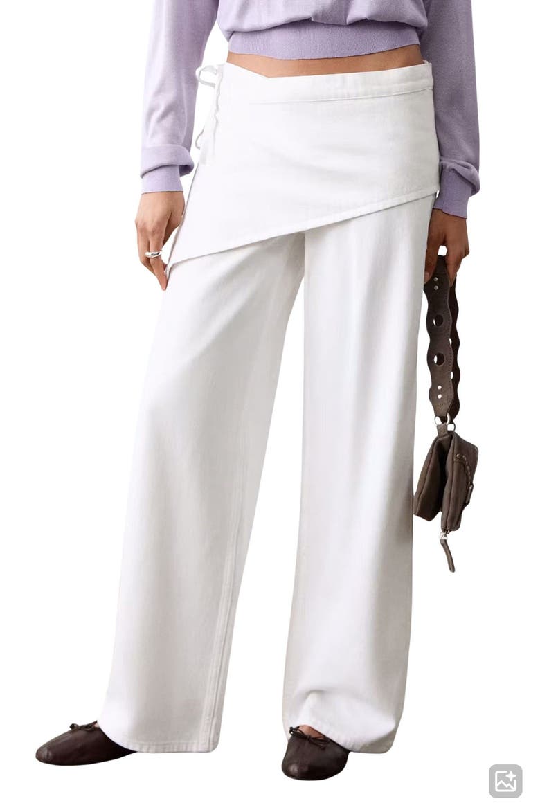 Removable Scarf Wide Leg Jeans, Main, color, OFF WHITE