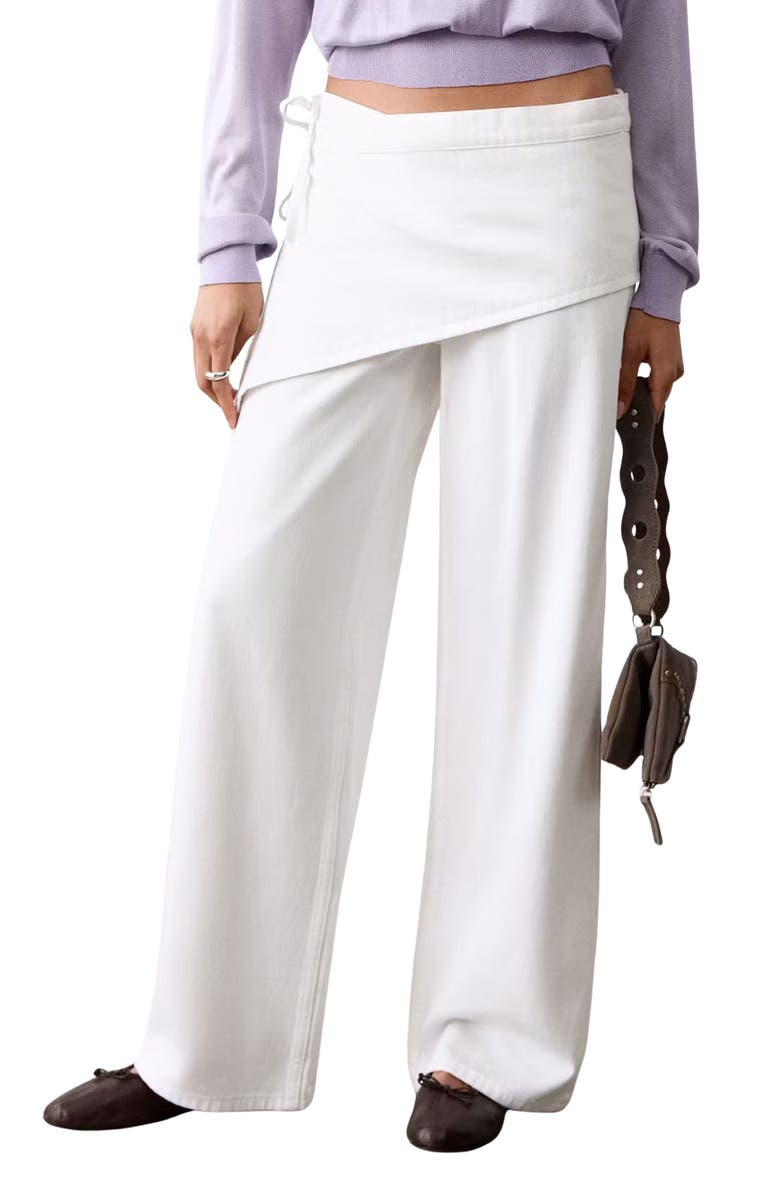 MANGO TEEN Removable Scarf Wide Leg Jeans, Main, color,