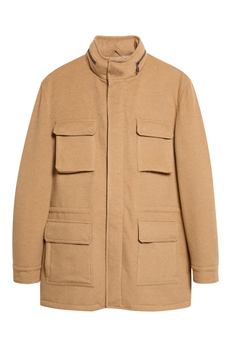 Unito Baby Wool Field Jacket with Packable Hood, Main, color, BEIGE 360