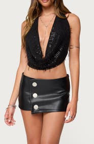 EDIKTED Fringe Sequin Halter Top