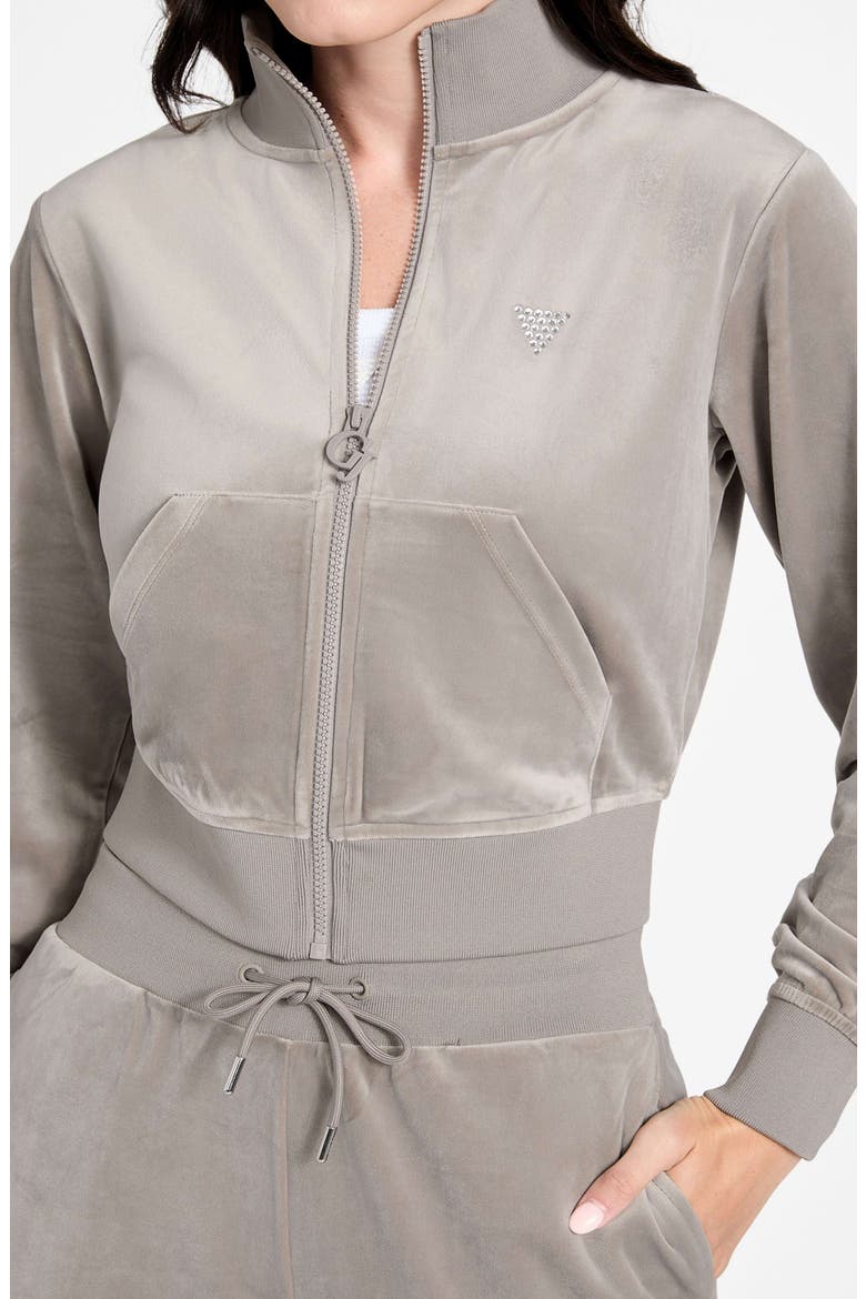 Couture Velour Zip-Up Sweatshirt, Alternate, color, GREY
