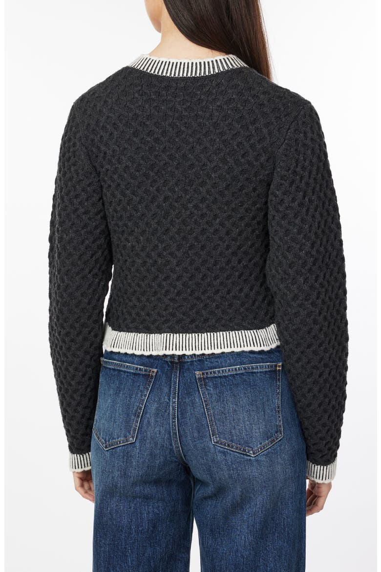 Crewneck Crop Cardigan, Alternate, color, HEATHERED BLACK COMBO