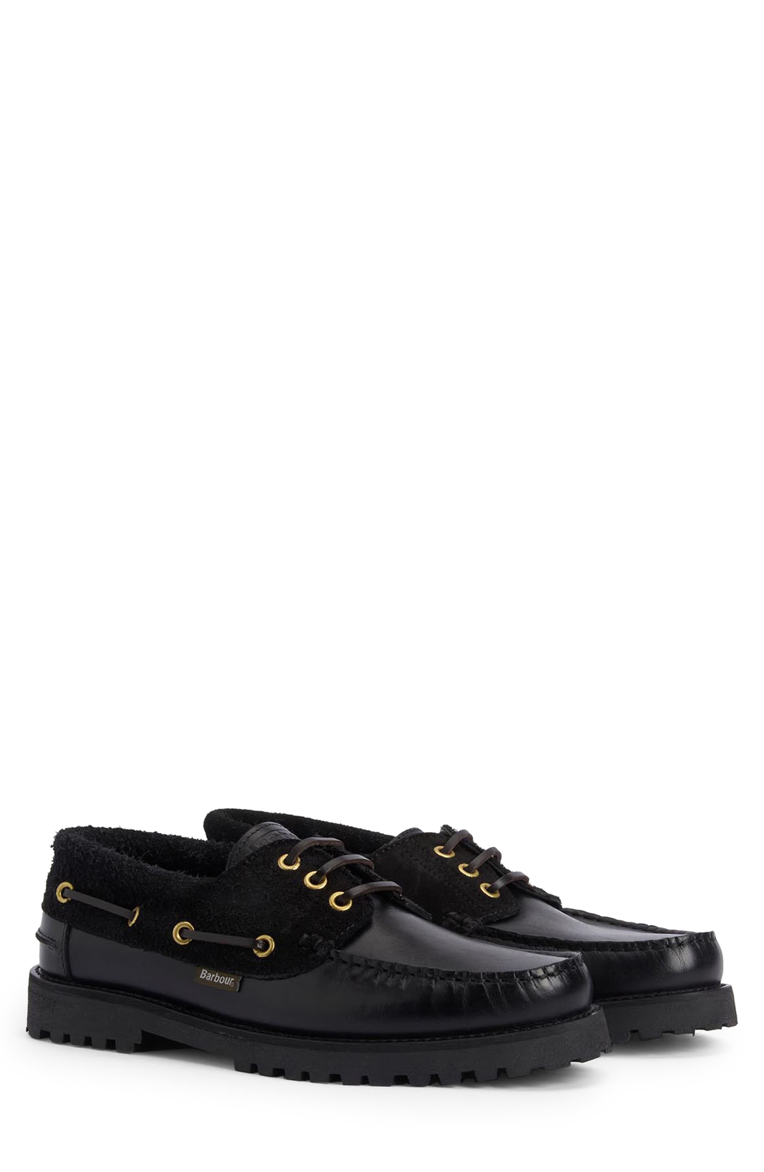Barbour Deck Boat Shoe, Main, color, Black