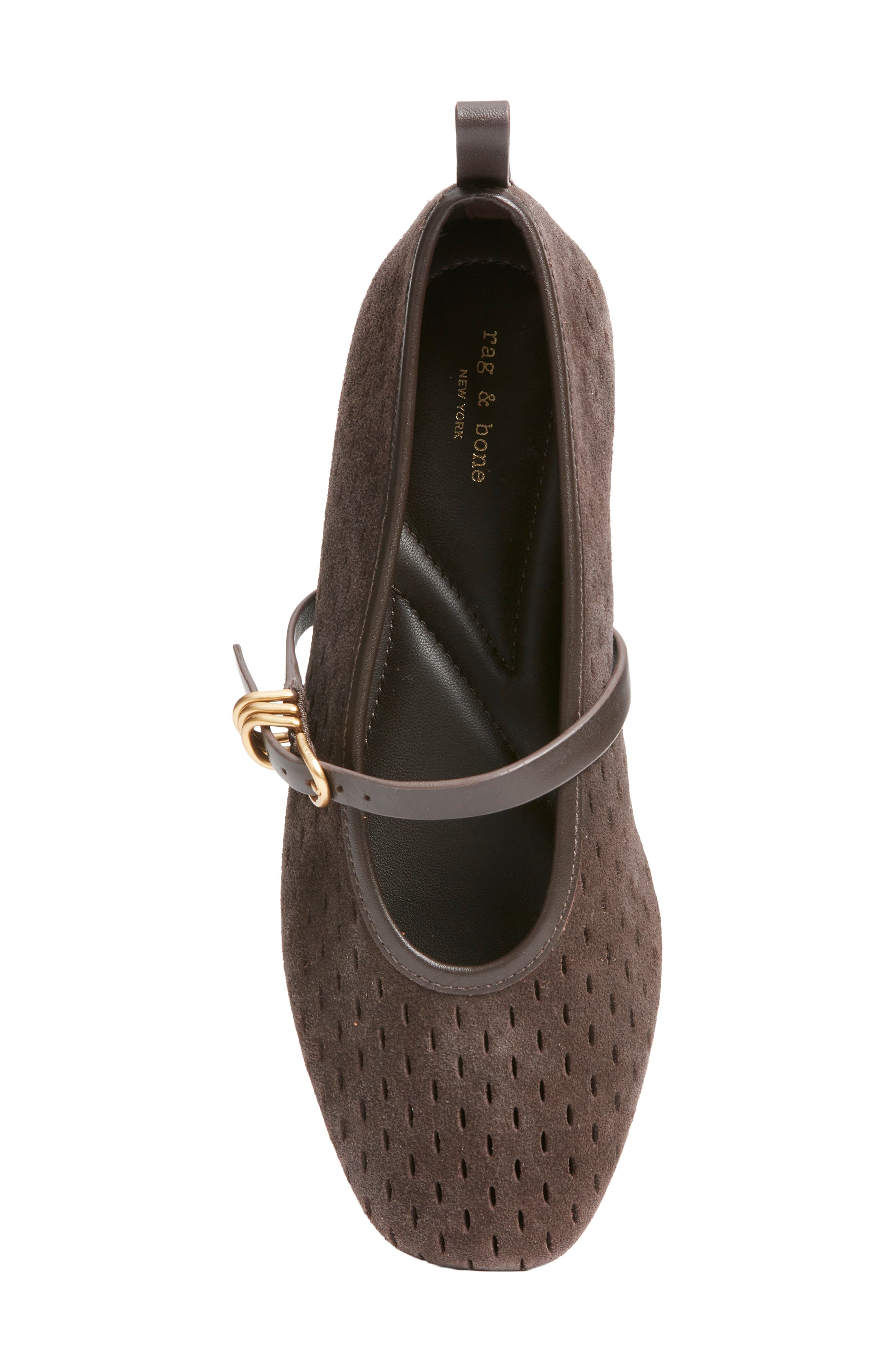Spire Perforated Mary Jane Flat, Alternate, color, DARK BROWN SUEDE