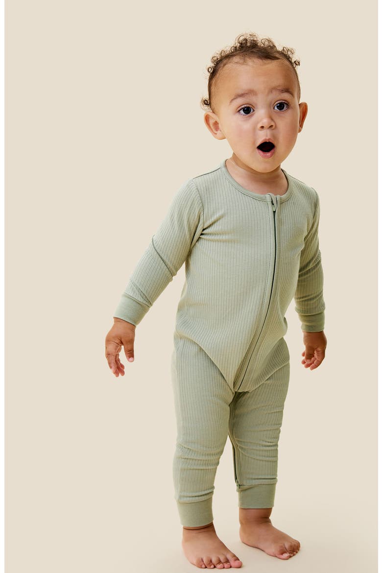 Rib Fitted One-Piece Romper, Alternate, color, RIBBED SAGE