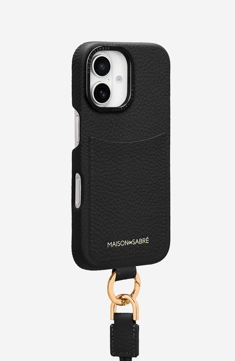 MAISON de SABRÉ Sling Phone Case, Alternate, color, Black Caviar