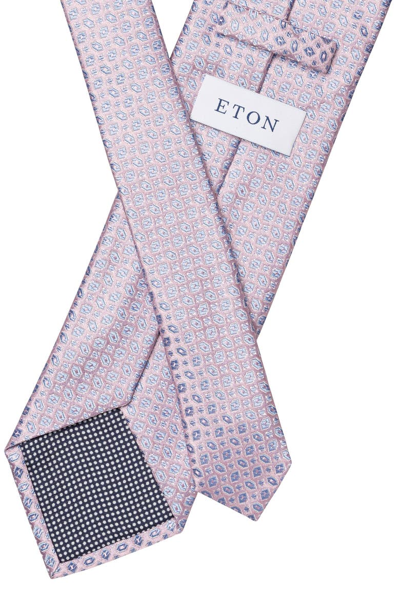 Eton Pale Pink Geometric Jacquard Silk Tie, Alternate, color, 