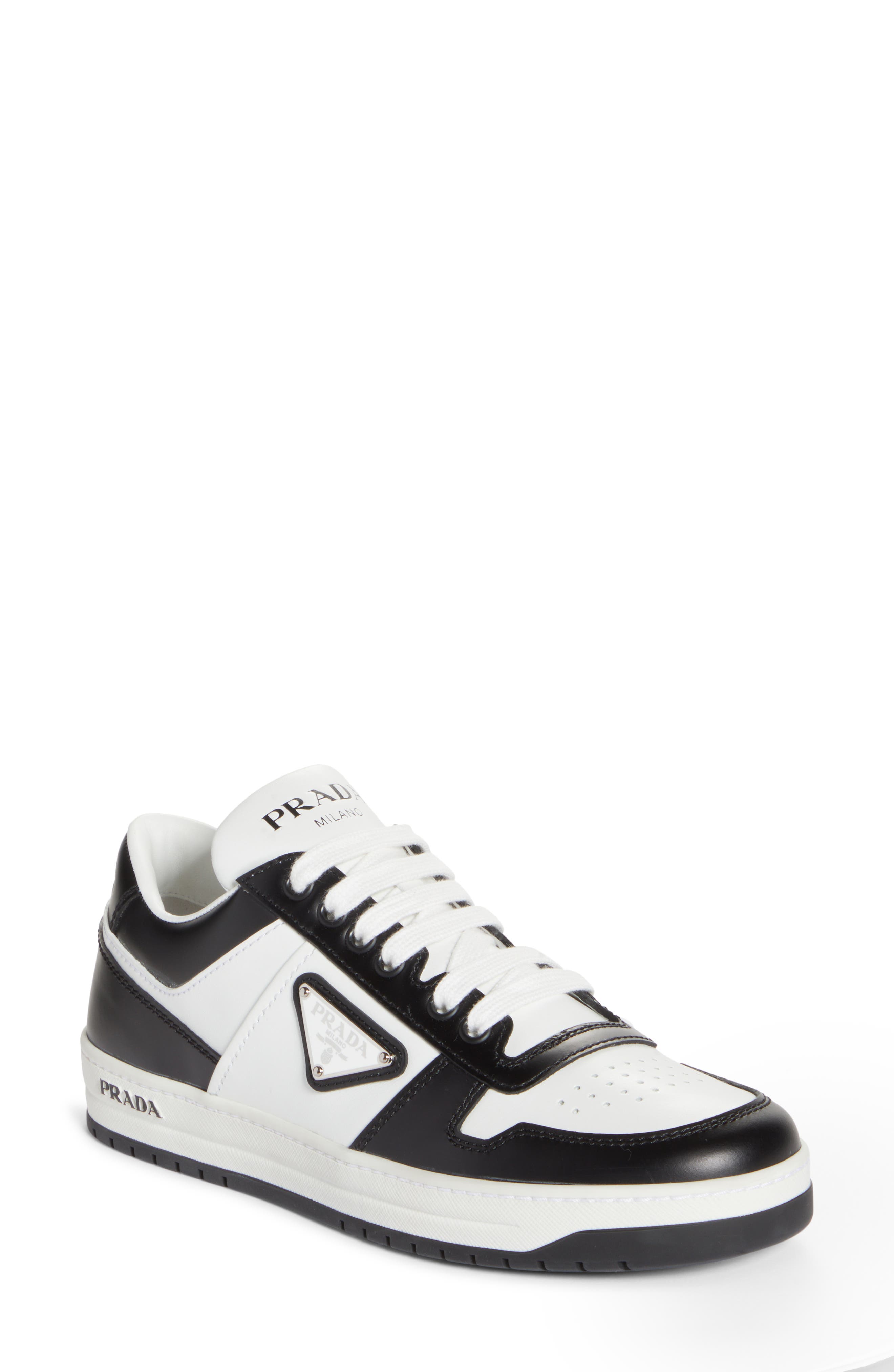 Prada Downtown Logo Low Top Sneaker, Main, color, 