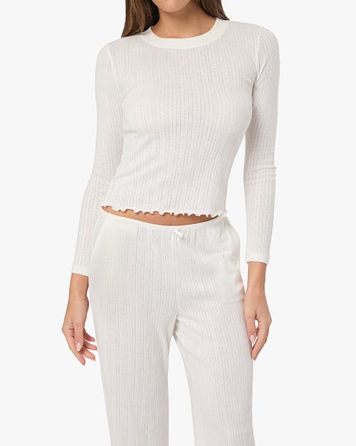 Weworewhat Long Sleeve Pointelle Pajama Top In White In Ivory