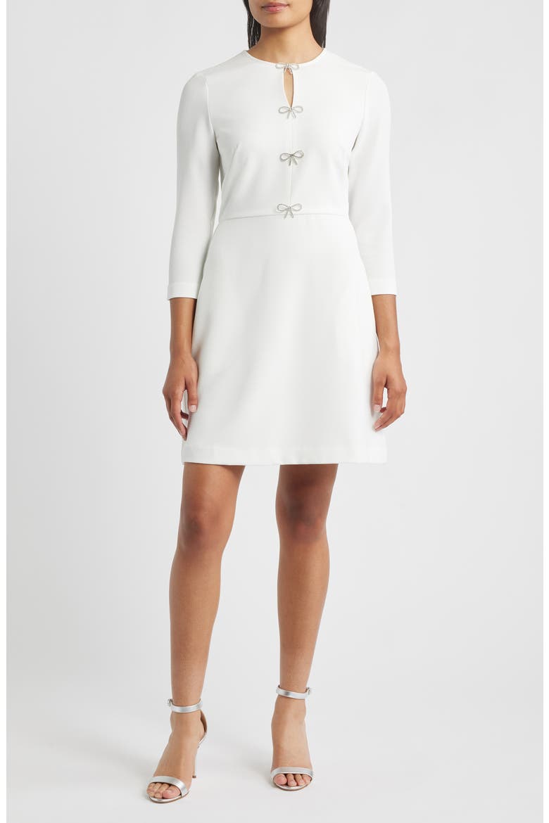 Bow Embellished A-Line Dress, Main, color, IVORY