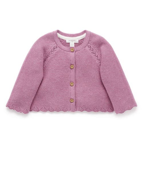 Purebaby Scalloped Cardigan In Purple