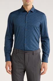 Perry Ellis Slim Fit Micro Floral Motion Dress Shirt