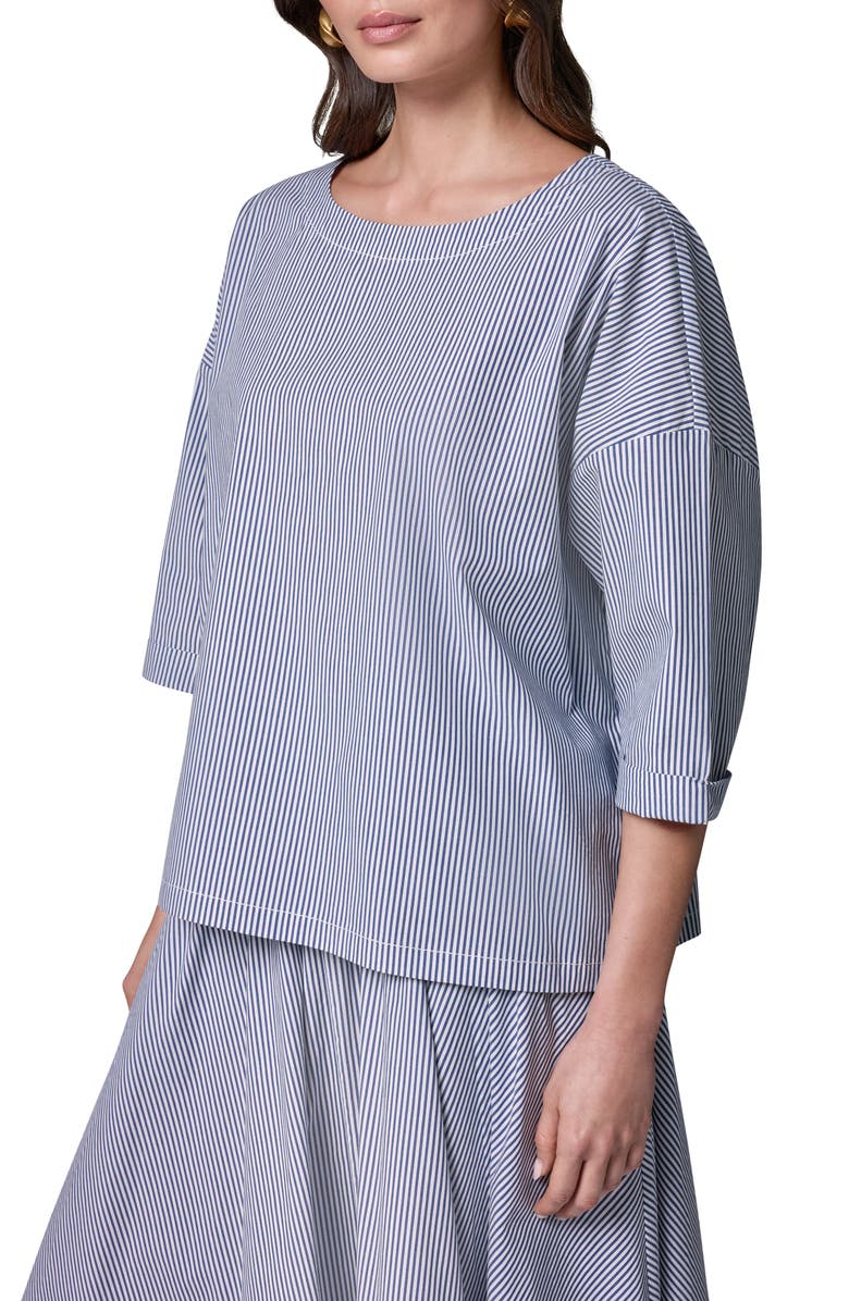 Donna Karan New York Stripe Stretch Cotton Top, Alternate, color,