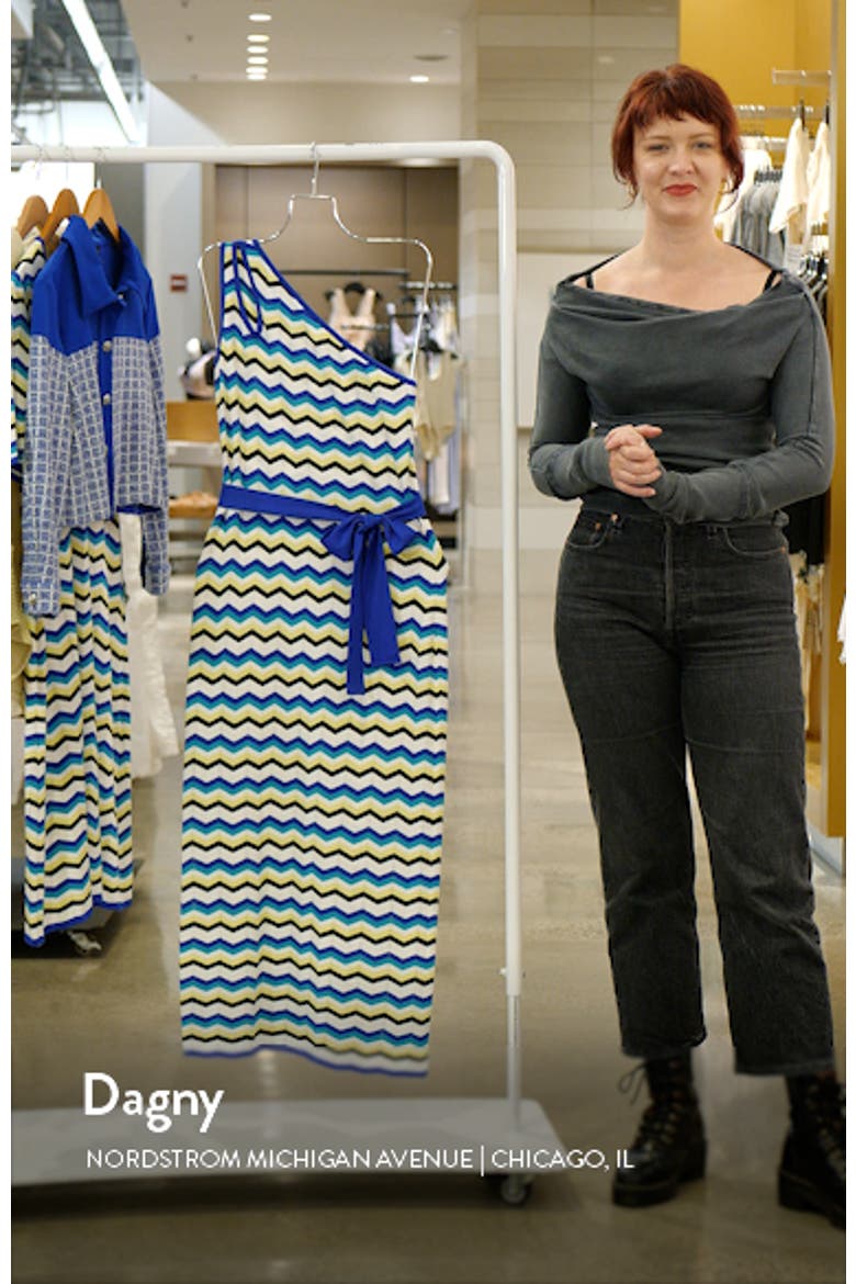 One-Shoulder Chevron Stitch Maxi Sweater Dress video