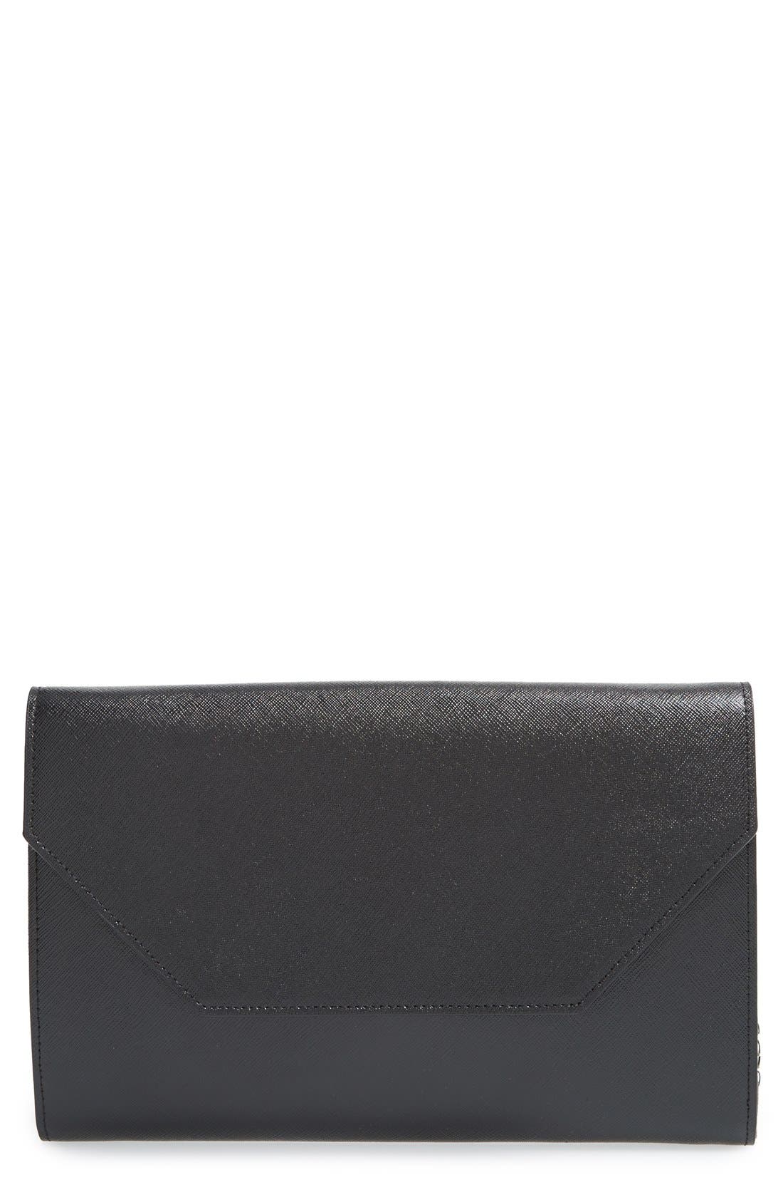 Halogen<sup>®</sup> Angled Leather Day Clutch, Main, color, 