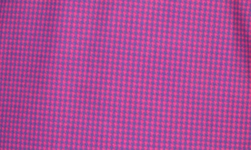 Tailorbyrd Mini Houndstooth Print Long Sleeve Performance Quarter Zip Polo In Purple