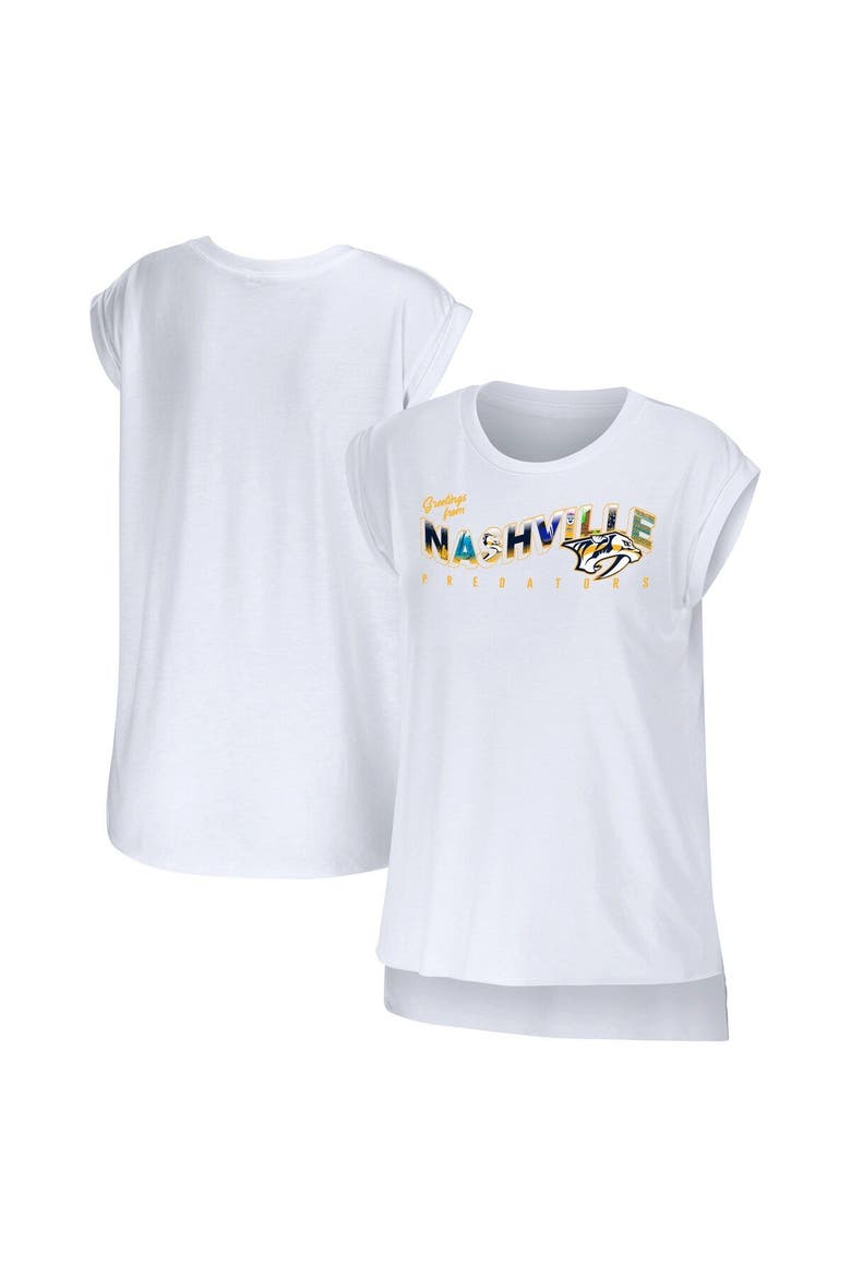 Women's WEAR by Erin Andrews White Nashville Predators Greetings From Muscle T-Shirt, Main, color, White