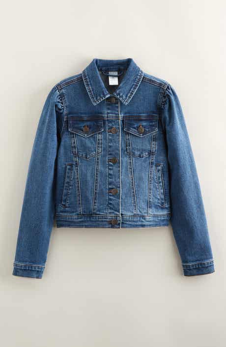 Nordstrom Kids' Puff Shoulder Denim Trucker Jacket