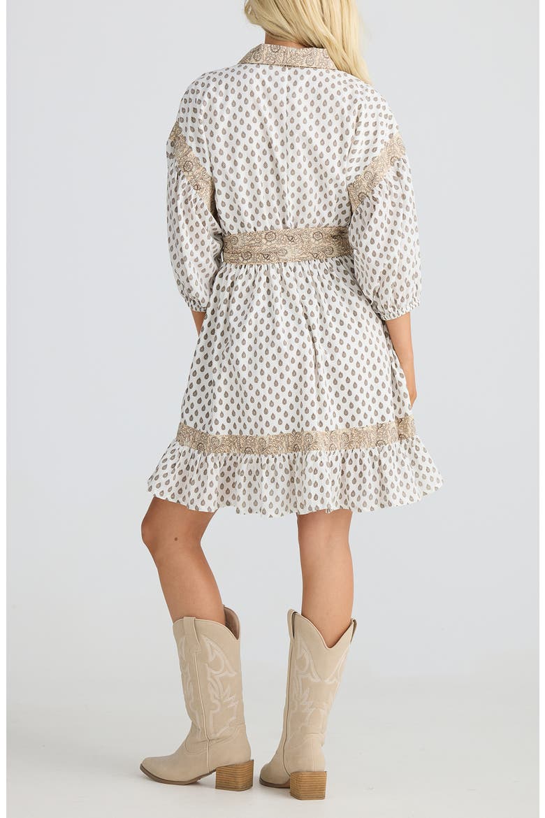 Echo Print Tie Waist Shirtdress, Alternate, color, TEMPLE