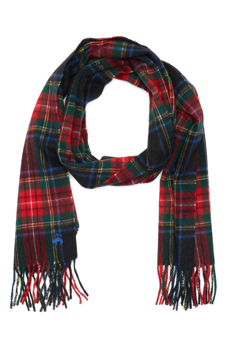 Brooks Brothers Wool & Cashmere Plaid Scarf, Main, color, Black