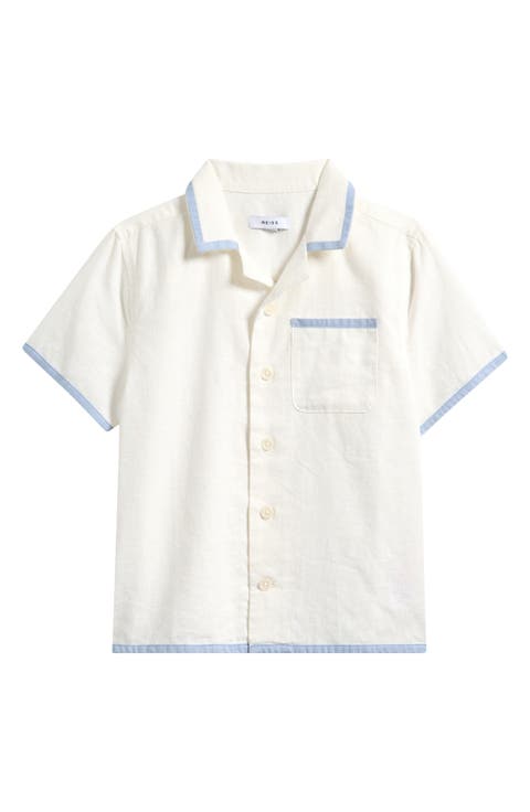 Kids' Vitan Cuban Short Sleeve Linen Button-Up Shirt (Big Kid)