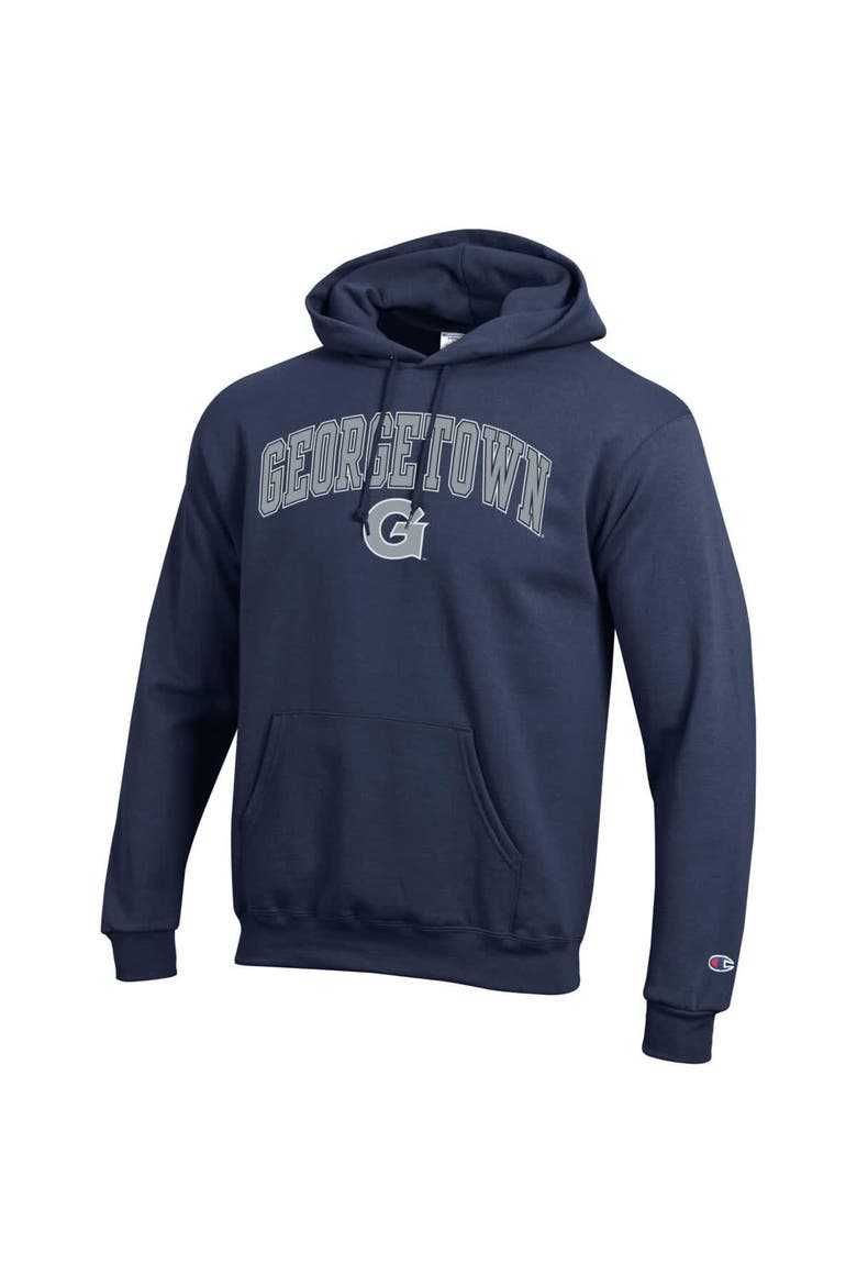 Men's Champion  Navy Georgetown Hoyas Arched Logo Fleece Pullover Hoodie, Alternate, color, Navy