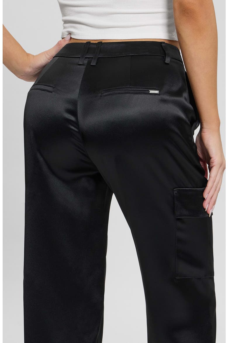 Megan Satin Cargo Pants, Alternate, color, JBLK-BLACK