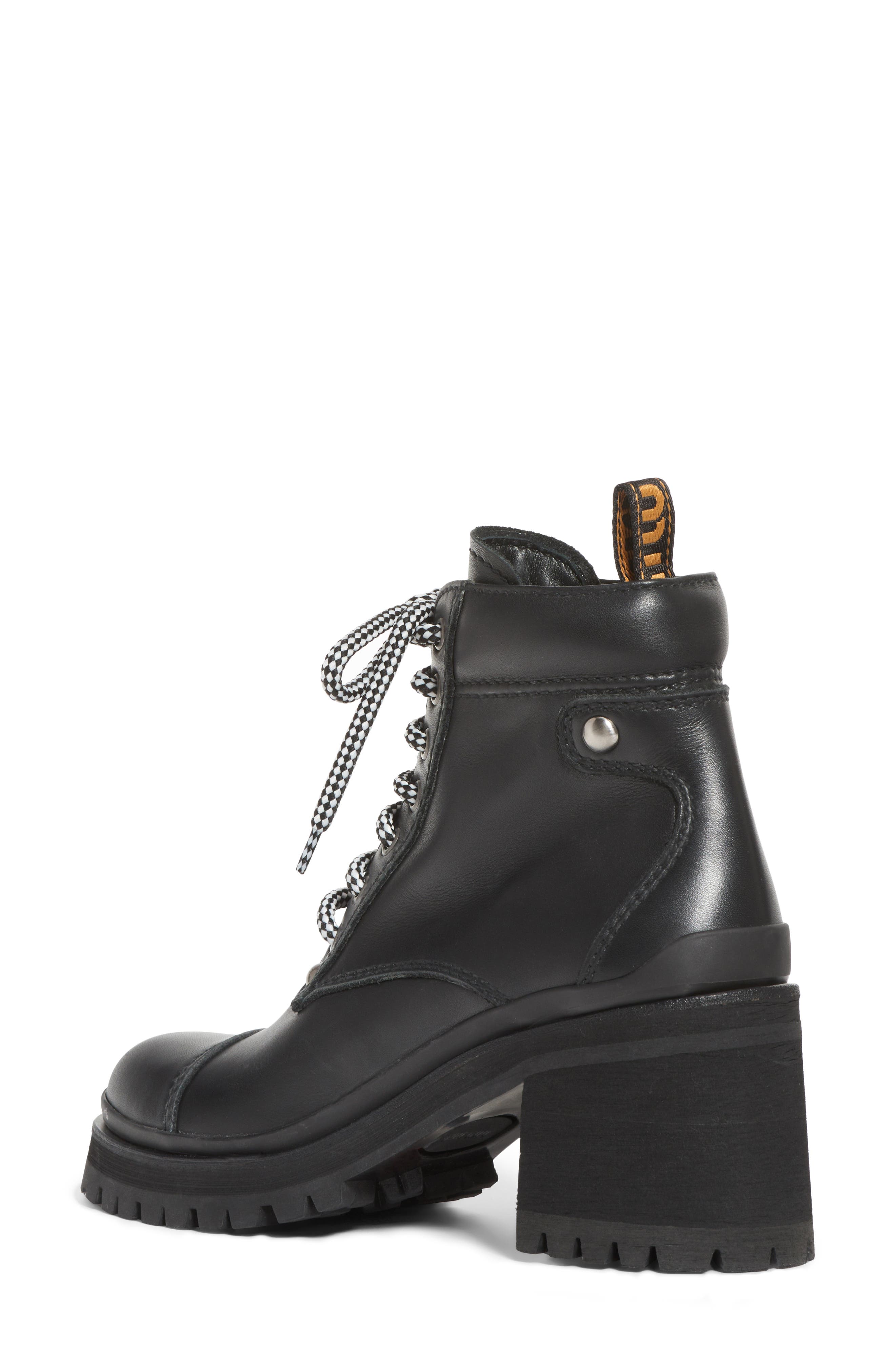 Miu Miu Lugged Sole Combat Boot, Alternate, color, 