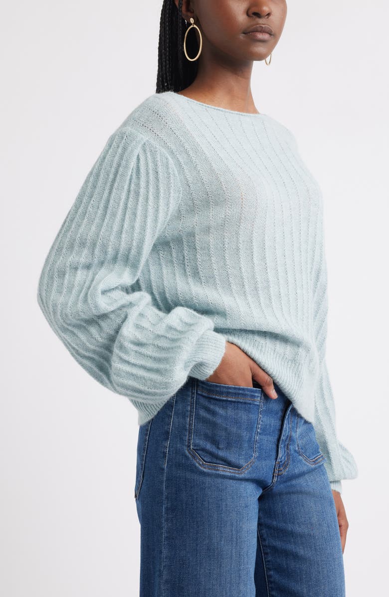 Treasure & Bond Alpaca & Wool Blend Rib Sweater, Alternate, color, Blue Delicate