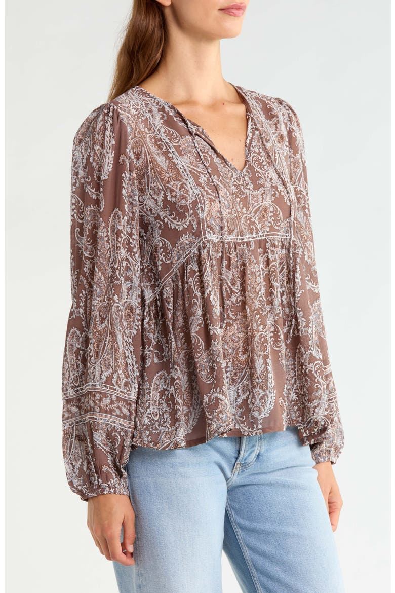 Paisley Peasant Top, Alternate, color, BROWN PAISLEY