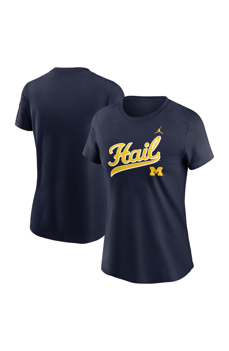 Jordan Brand Women's Jordan Brand Navy Michigan Wolverines Local Script T-Shirt, Main, color, 