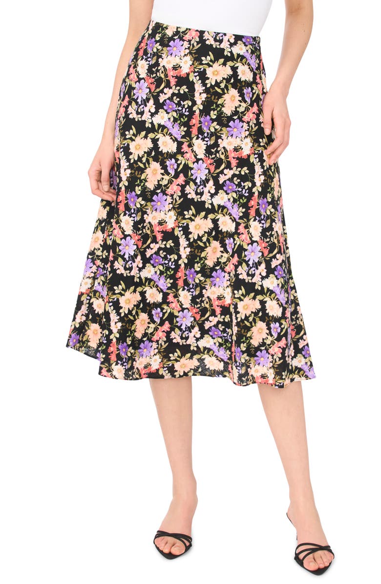 CeCe Bias Cut Satin Midi Skirt, Main, color, 