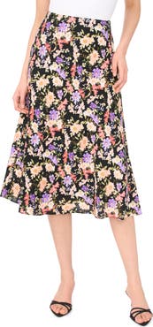CeCe Bias Cut Satin Midi Skirt
