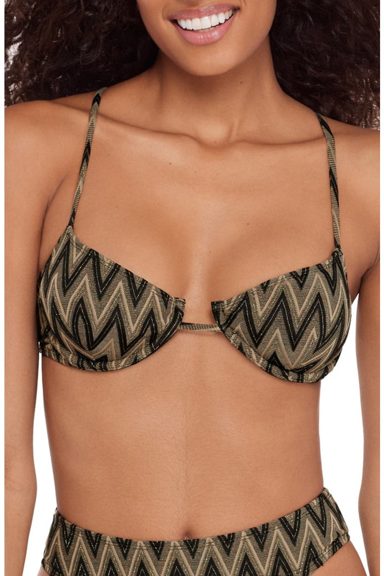 Metallic Underwire Bikini Top, Main, color, RAVEN BLACK