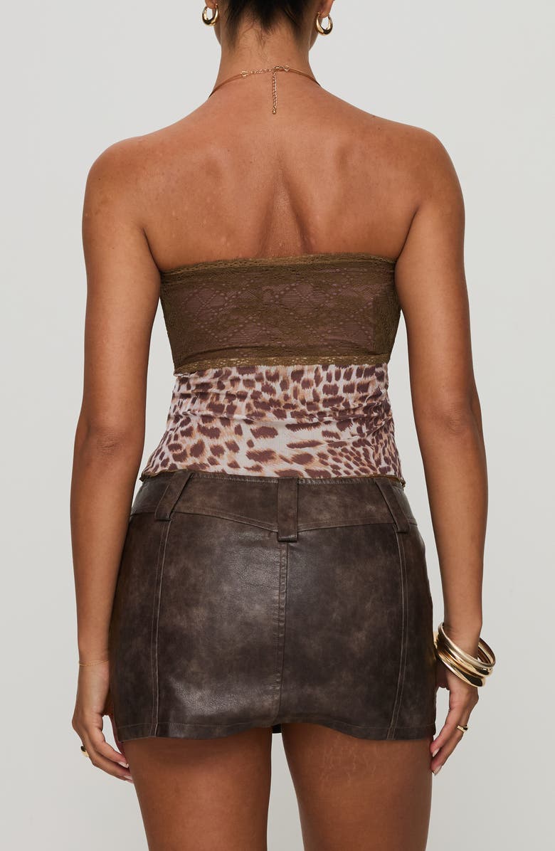 Princess Polly Art Deco Lace Strapless Top, Alternate, color, Brown