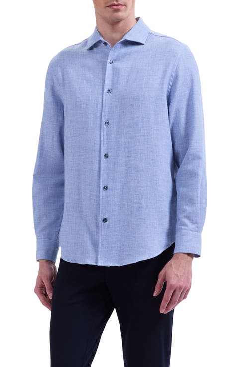 Alvin Shaped Fit Long Sleeve Cotton & Wool Shirt