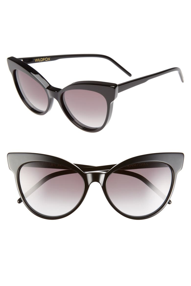 'Grand Dame' 58mm Cat Eye Sunglasses, Main, color, BLACK