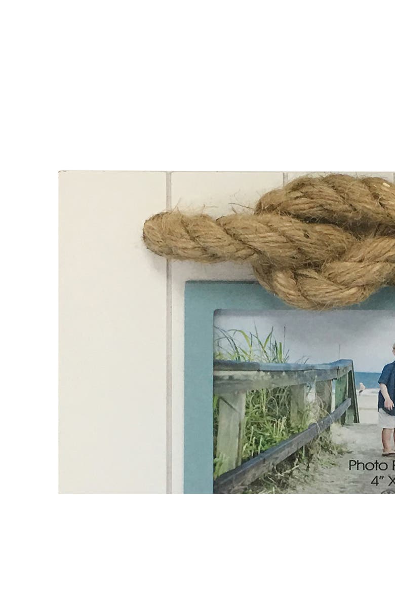 4"X6" White & Teal With Rope Photo Frame Picture Holder, Alternate, color, White