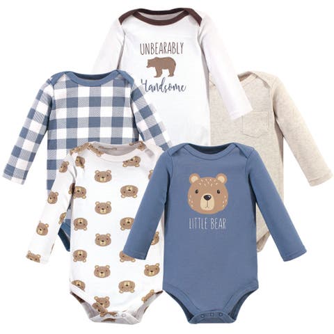 Five-Piece Collection of Long-Sleeve Cotton Bodysuits