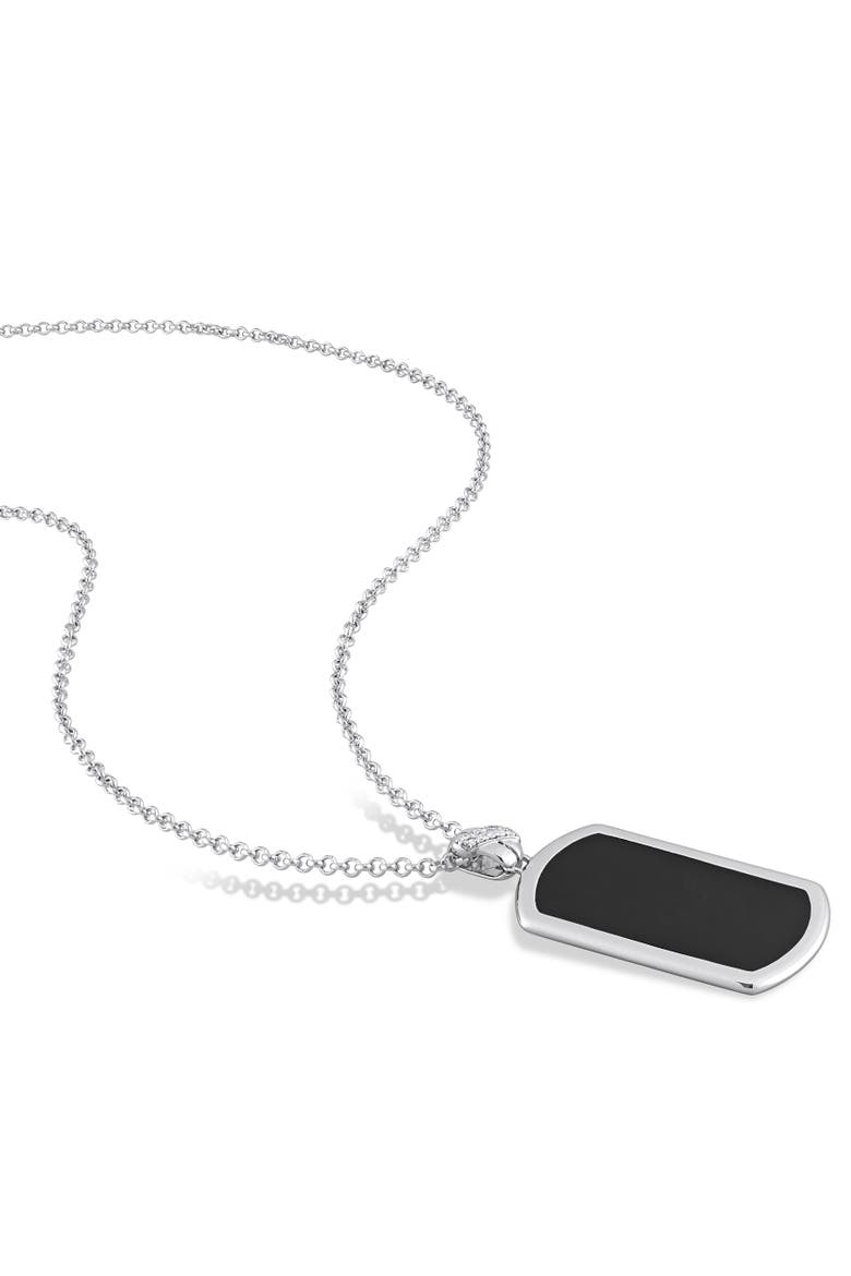 Black Diamond Accent Hexagon Enamel Necklace, Alternate, color, Diamond