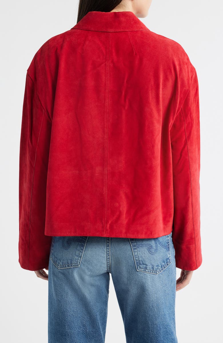 Madewell Boxy Crop Suede Jacket, Alternate, color, Crimson