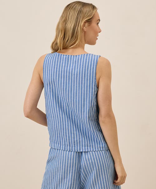 Pact Canopy Linen Square Neck Tank Made With Organic Cotton In Blue