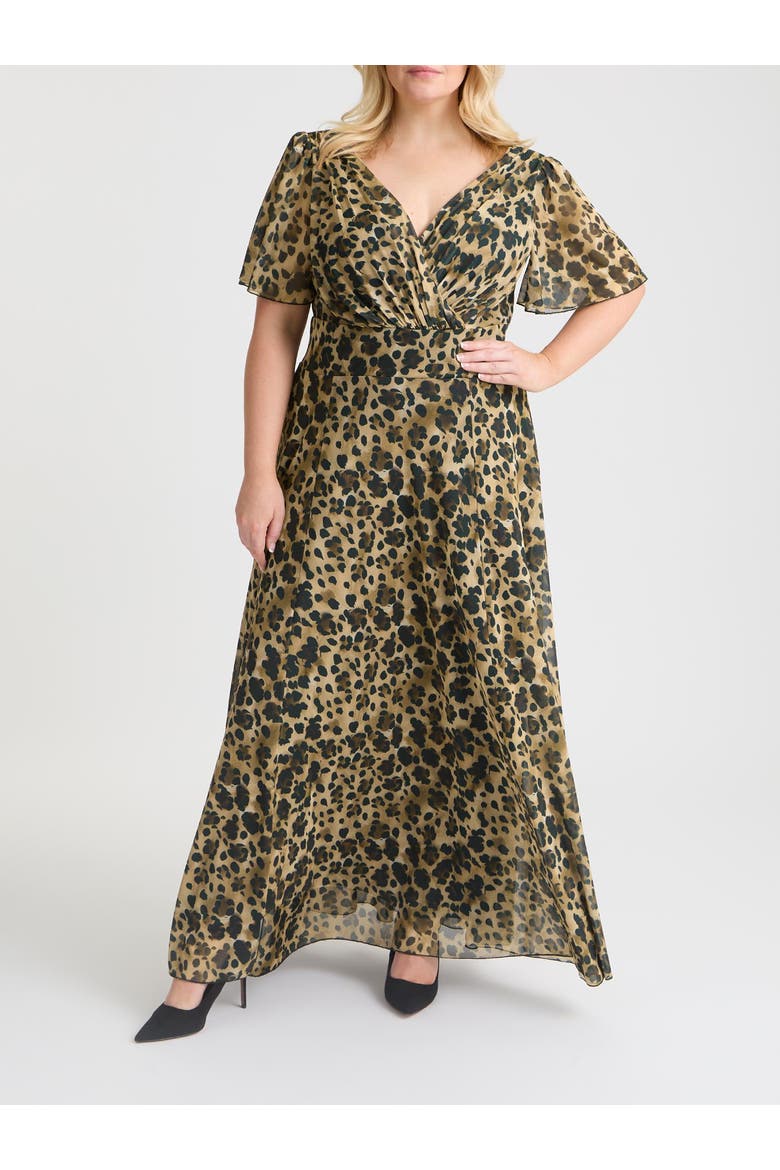 Isabelle Short  Sleeve Maxi Dress, Alternate, color, Leopard Print