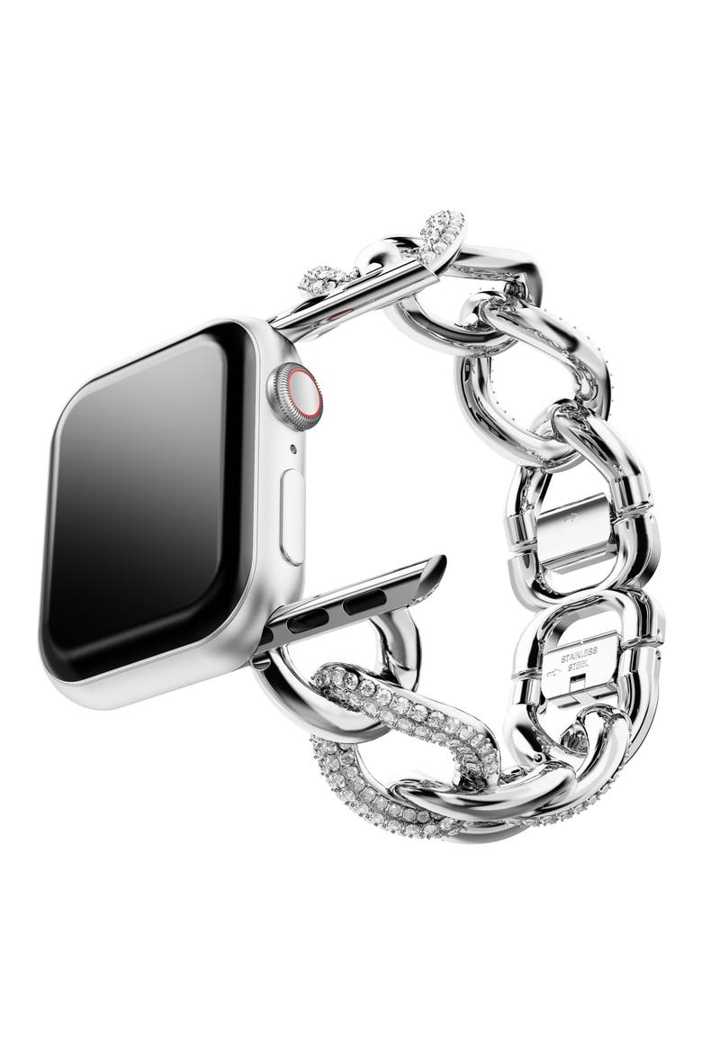 Sparkling Chain 20mm Apple Watch® Bracelet Watchband, Alternate, color, SILVER