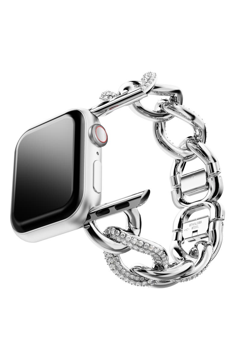 Swarovski Sparkling Chain 20mm Apple Watch<sup>®</sup> Bracelet Watchband, Alternate, color, Silver
