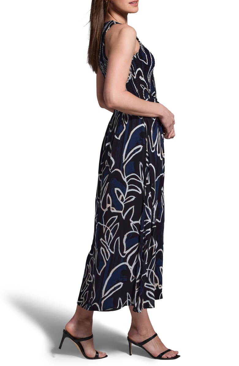 NIC+ZOE Midnight Muse Belted Georgette Midi Dress, Alternate, color, Black Multi