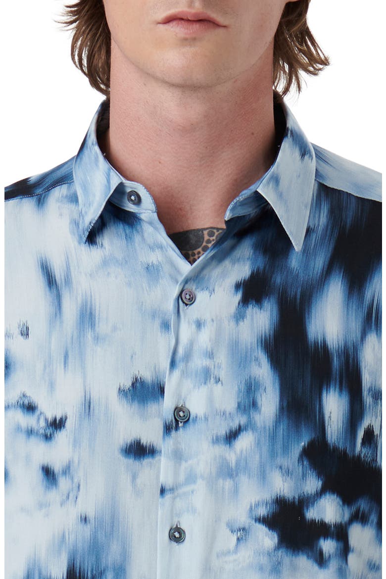 Julian Shaped Fit Abstract Airbrush Print Button-Up Shirt, Alternate, color, DUSTY BLUE