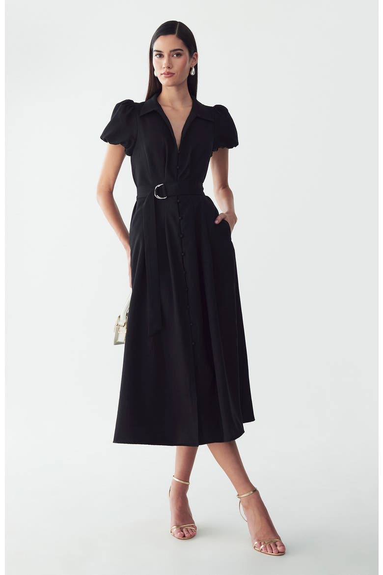 Eliza Midi Dress, Alternate, color, Black